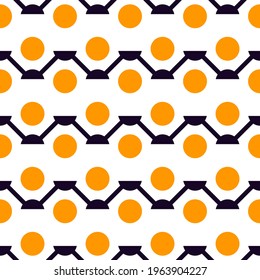 Ornamento clásico Polka dot y zigzag. círculos repetidos, líneas sin inconvenientes. Fondo geométrico simple. Impresión de superficie geográfica. Papel de pantalla abstracto de diseño minimalista. Ilustración del vector