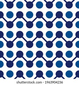 Polka dot and zigzag classic ornament. Repeated circles, lines seamless pattern. Simple geometric background. Geo surface print. Minimalist design abstract wallpaper. Vector illustration