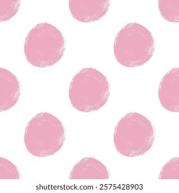 Polka dots abstract seamless pattern marker drawn. Circular spots allover background. Round brush blobs repeat cover. Scribble painted elements. Vector surface design festive motif.
