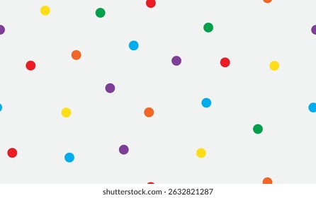 Polka dots background. Bright colors seamless pattern. Holiday fun wallpaper. Color Spots backdrop. Vector illustration
