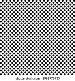 Polka dots in black color. Tightly stocked like in comics. Vector diagonal dots and white background.