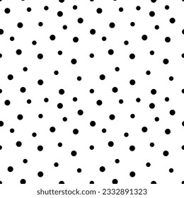 Polka dots black and white seamless pattern. Vector illustration.