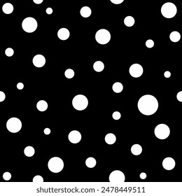 Polka dots in black and white in a seamless repeat pattern - Vector Illustration