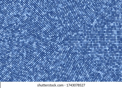 Polka dots blue background. Vector halftone illustration. Geometric monochrome dotted pattern. Pop art cover with bubbles in contrast colors. Template design for poster, banner, card, flyer. 