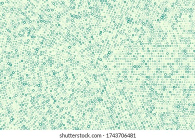 Polka dots blue, beige background. Vector halftone illustration. Geometric monochrome dotted pattern. Pop art cover with bubbles in contrast colors. Template design for poster, banner, card, flyer. 