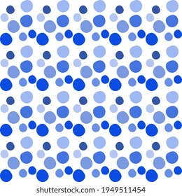 Polka dots of blue shades, bubbles of different scales on a white background. Seamless vector pattern for textiles, surface wrapping, packaging designs.