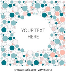 Polka dots card or frame. Halftone dots background. Vector illustration.