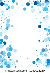 Polka dots confetti vector background. Vibrant colorful round shapes falling on white. Abstract snow, blue cyan snowflakes flying. Splash of polka dot elements. New Year decoration.