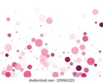 Polka dots confetti vector background. Surprise party celebration elements. Party decoration. Splash of polka dot elements. Pink magenta round elements scatter flying.