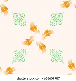 Polka dots, confetti. Vector illustration. Shiny green and yellow backdrop. Art deco style. Seamless pattern with bstract geometric modern elements.