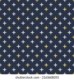 Polka dots from crosses. Vector seamless design for print. Interior print for home, fabrics, cups, postcards, pillows.