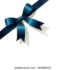 Polka Dots dark blue pearl ribbon on the white background.