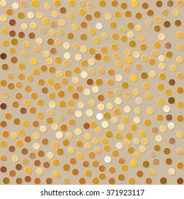 Polka dots gold pattern on a blue bokeh fog background.