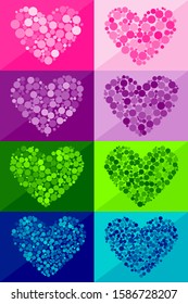 polka dots heart shape made of circles, inspired by colour blind tests
