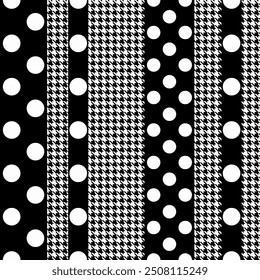 Polka Dots Houndstooth Striped Pattern Print