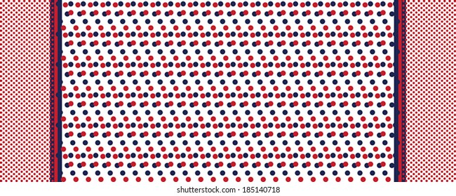 Polka dots and lines fabric pattern.