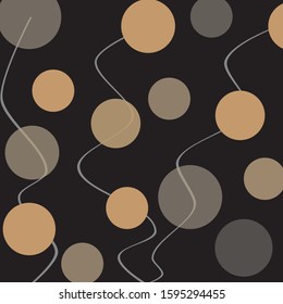 polka dots and lines, vector illustration, black background
