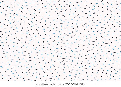 Lunares sobre un fondo blanco. Patrón sin fisuras minimalista con Formas abstractas, manchas, gotas, circulares, copos de nieve. Ornamento de textura lisa. Vector dibujado a mano.