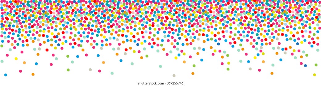 Polka dots paper colorful confetti pattern on a white background Banner.