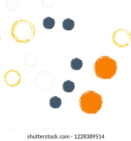 Polka dots pastel seamless pattern. Chalk brush hand drawn rounds, hoops, rings endless repeat print, abstract geometric pattern. Trending pastel ornament background. Polka dot vector illustration.