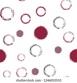 Polka dots pastel seamless pattern. Chalk brush hand drawn rounds, hoops, rings endless repeat print, abstract geometric pattern. Trending pastel ornament background. Polka dot vector illustration.