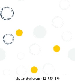 Polka dots pastel seamless pattern. Chalk brush hand drawn rounds, hoops, rings endless repeat print, abstract geometric pattern. Trending pastel ornament background. Polka dot vector illustration.