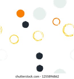 Polka dots pastel seamless pattern. Chalk brush hand drawn rounds, hoops, rings endless repeat print, abstract geometric pattern. Trending pastel ornament background. Polka dot vector illustration.