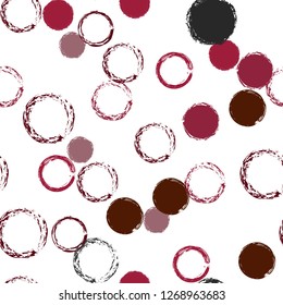 Polka dots pastel seamless pattern. Chalk brush hand drawn rounds, hoops, rings endless repeat print, abstract geometric pattern. Trending pastel ornament background. Polka dot vector illustration.