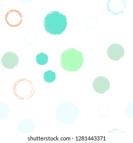 Polka dots pastel seamless pattern. Chalk brush hand drawn rounds, hoops, rings endless repeat print, circle geometric pattern. Trending pastel ornament background. Polka dot vector illustration.