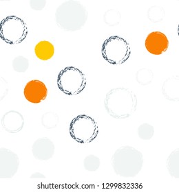 Polka dots pastel seamless pattern. Chalk brush hand drawn rounds, hoops, rings endless repeat print, abstract geometric pattern. Trending pastel ornament background. Polka dot vector illustration.