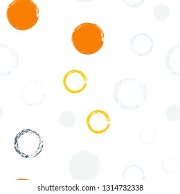 Polka dots pastel seamless pattern. Chalk brush hand drawn rounds, hoops, rings endless repeat print, abstract geometric pattern. Trending pastel ornament background. Polka dot vector illustration.