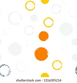 Polka dots pastel seamless pattern. Chalk brush hand drawn rounds, hoops, rings endless repeat print, abstract geometric pattern. Trending pastel ornament background. Polka dot vector illustration.