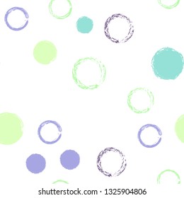 Polka dots pastel seamless pattern. Chalk brush hand drawn rounds, hoops, rings endless repeat print, circle geometric pattern. Trending pastel ornament background. Polka dot vector illustration.