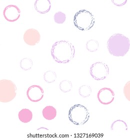 Polka dots pastel seamless pattern. Chalk brush hand drawn rounds, hoops, rings endless repeat print, circle geometric pattern. Trending pastel ornament background. Polka dot vector illustration.