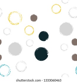 Polka dots pastel seamless pattern. Chalk brush hand drawn rounds, hoops, rings endless repeat print, abstract geometric pattern. Trending pastel ornament background. Polka dot vector illustration.