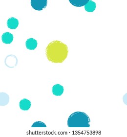 Polka dots pastel seamless pattern. Chalk brush hand drawn rounds, hoops, rings endless repeat print, circle geometric pattern. Trending pastel ornament background. Polka dot vector illustration.