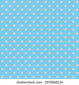 Polka Dots pattern in pink spots on light blue background. Pink dots on light blue. illustration of pink and blue polka dots pattern.