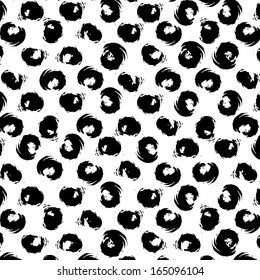 polka dots pattern, seamless, with strokes, black and white