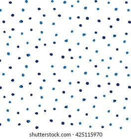 Polka dots pattern in vector. Circles blue indigo seamless pattern.