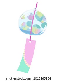 Polka dots pattern wind chimes, Japanese summer traditional icon illustration [vector image]