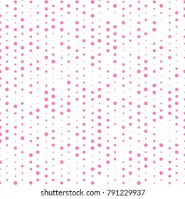 Polka dots pink color random pattern on white background. Vector illustration