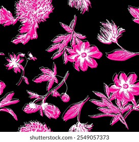Polka dots in pink and maroon in a seamless repeat pattern - Vector Illustration