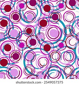 Polka dots in pink and maroon in a seamless repeat pattern - Vector Illustration