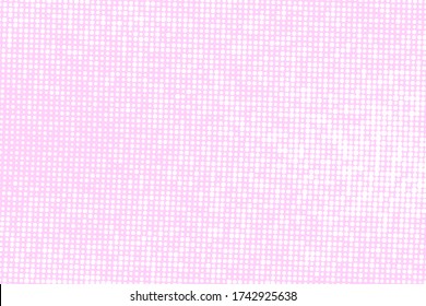 Polka dots pink and white background. Vector halftone illustration. Geometric monochrome dotted pattern. Pop art cover with bubbles in pastel colors. Template design for poster, banner, card, flyer. 