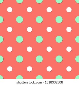 Polka dots seamless pattern. 3d vector background. Retro style print.