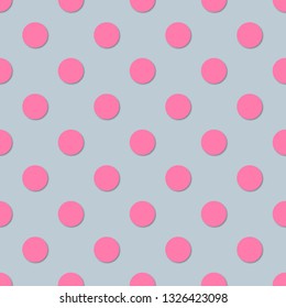 Polka dots seamless pattern. 3d vector background. Retro style print.