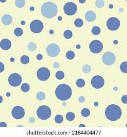 Polka dots seamless pattern, blue pastel circles on a light background, for fabric, baby products, wrapping