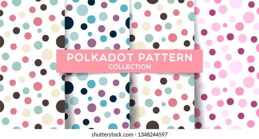 Polka dots seamless pattern collection. Colorful print design for textile, fabric, fashion, wallpaper, background. Vector eps 10