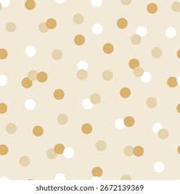 
Patrón sin fisuras de lunares. Fondo dorado punteado. Pequeños círculos dispersos. Ilustración vectorial