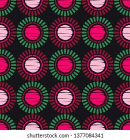 Polka dots seamless pattern. Ethnic print. Boho. Shading. Multicolored. Simple design. Vector geometric background. Can be used in printing, textile, wrapping, web-design.
